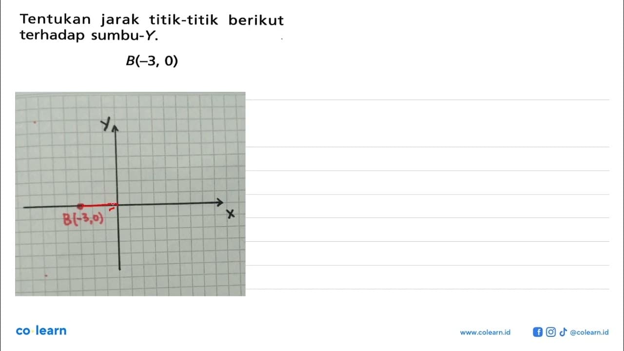 Tentukan jarak titik-titik berikut terhadap sumbu-Y. B(-3 ,