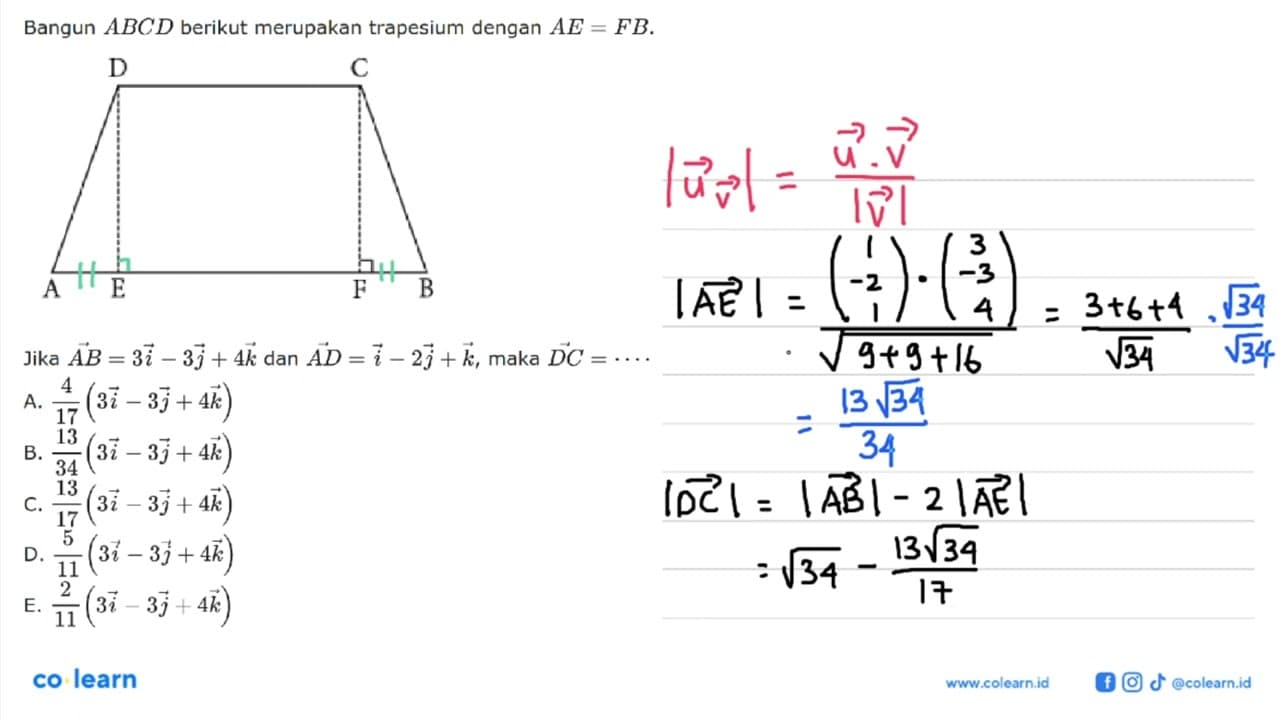 Bangun ABCD berikut merupakan trapesium dengan AE=FB. Jika