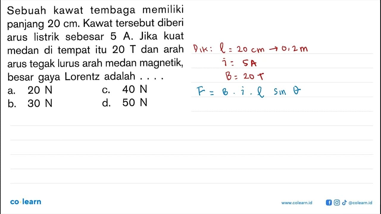 Sebuah kawat tembaga memiliki panjang 20 cm . Kawat