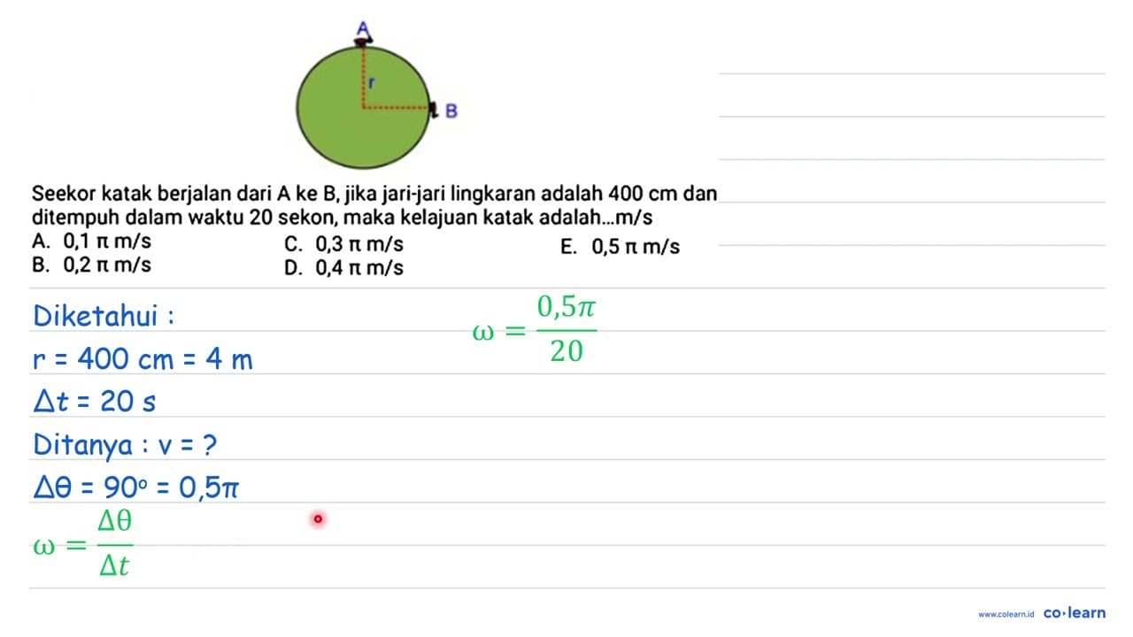 A r B Seekor katak berjalan dari A ke B, jika jari-jari