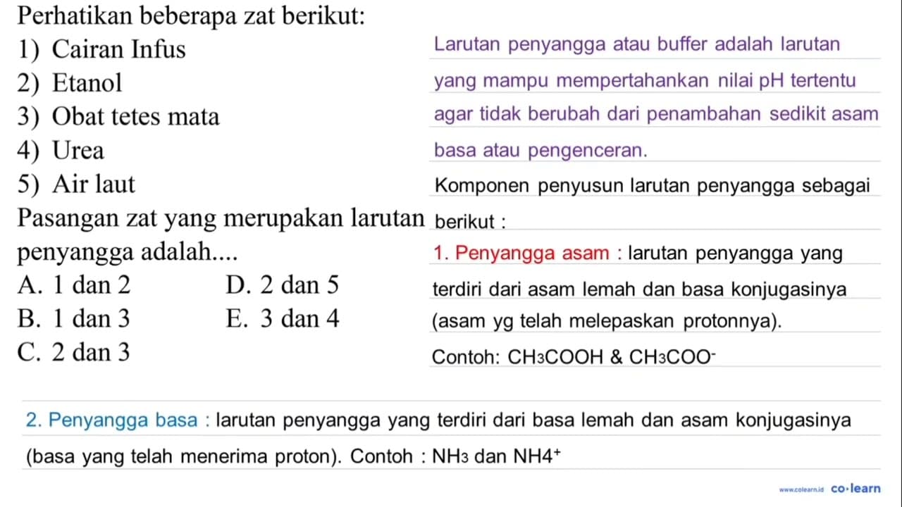 Perhatikan beberapa zat berikut: 1) Cairan Infus 2) Etanol