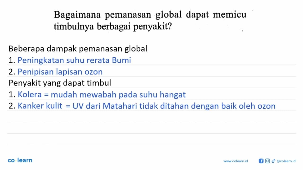 Bagaimana pemanasan global dapat memicu timbulnya berbagai