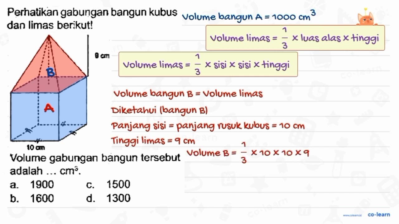 Perhatikan gabungan bangun kubus dan limas berikut! Volume