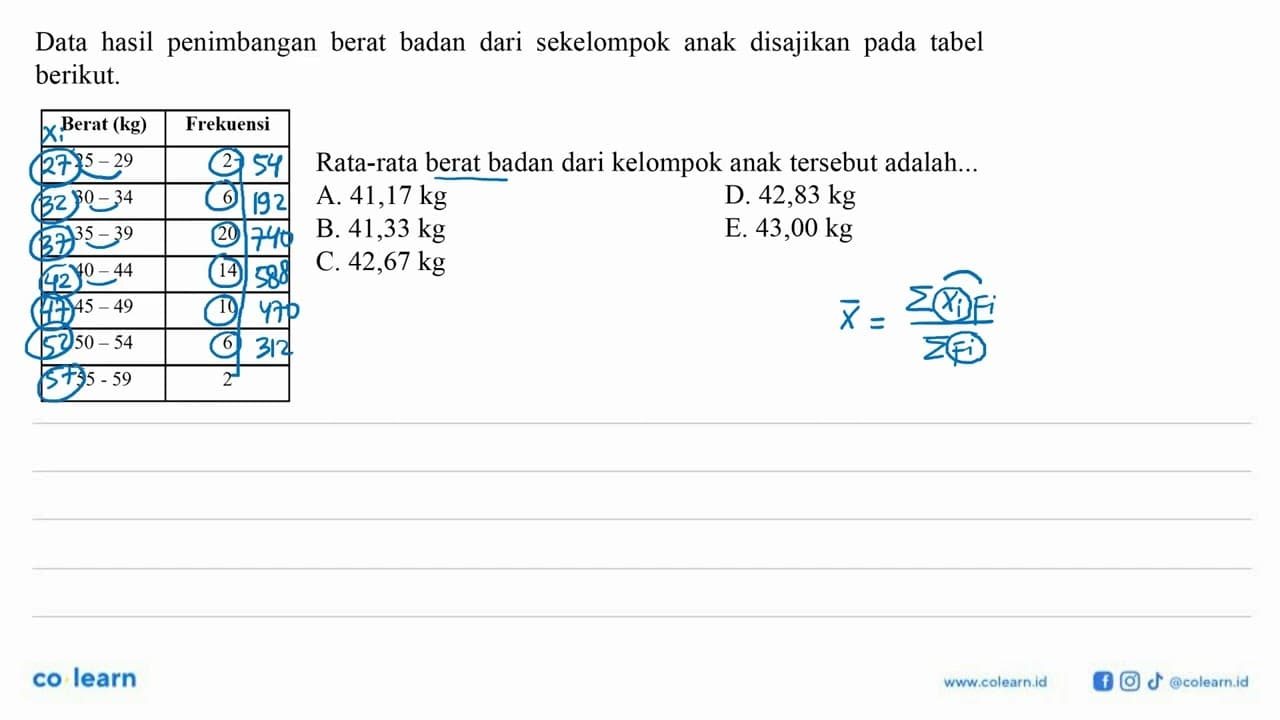 Data hasil penimbangan berat badan dari sekelompok anak