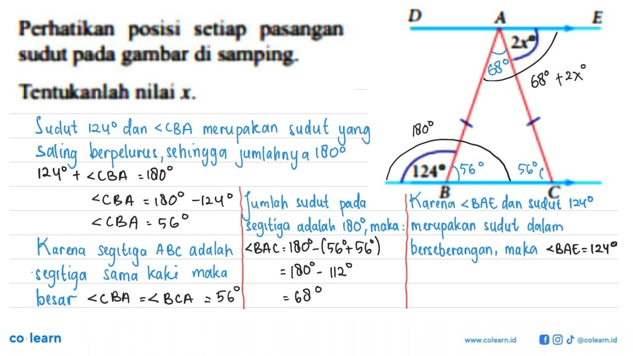 Perhatikan posisi setiap pasangan sudut pada gambar di