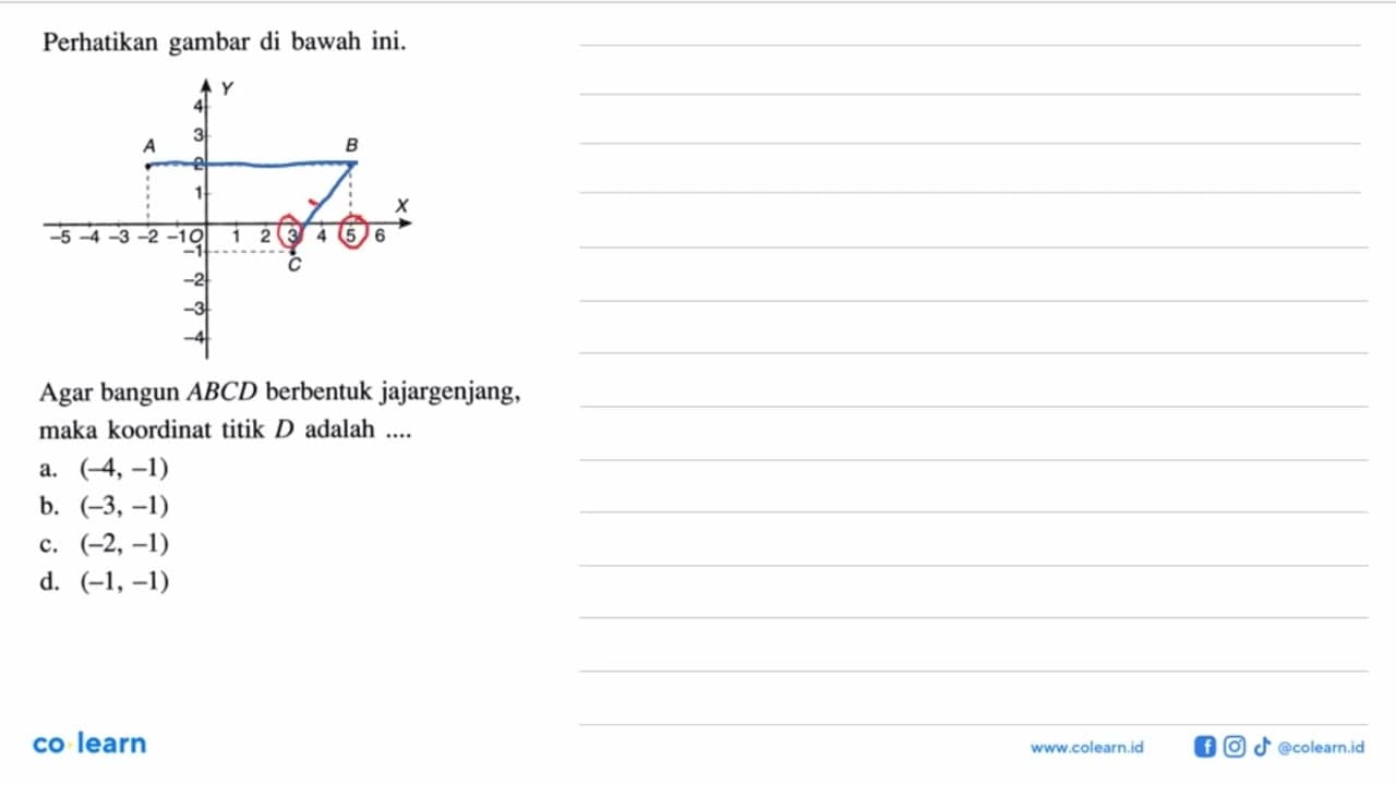 Perhatikan gambar di bawah ini. Agar bangun ABCD berbentuk