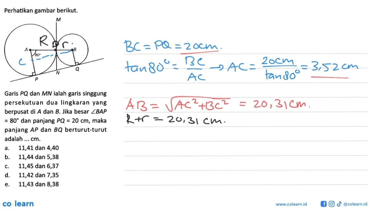 Perhatikan gambar berikut.M A B 80 P N QGaris P Q dan M N