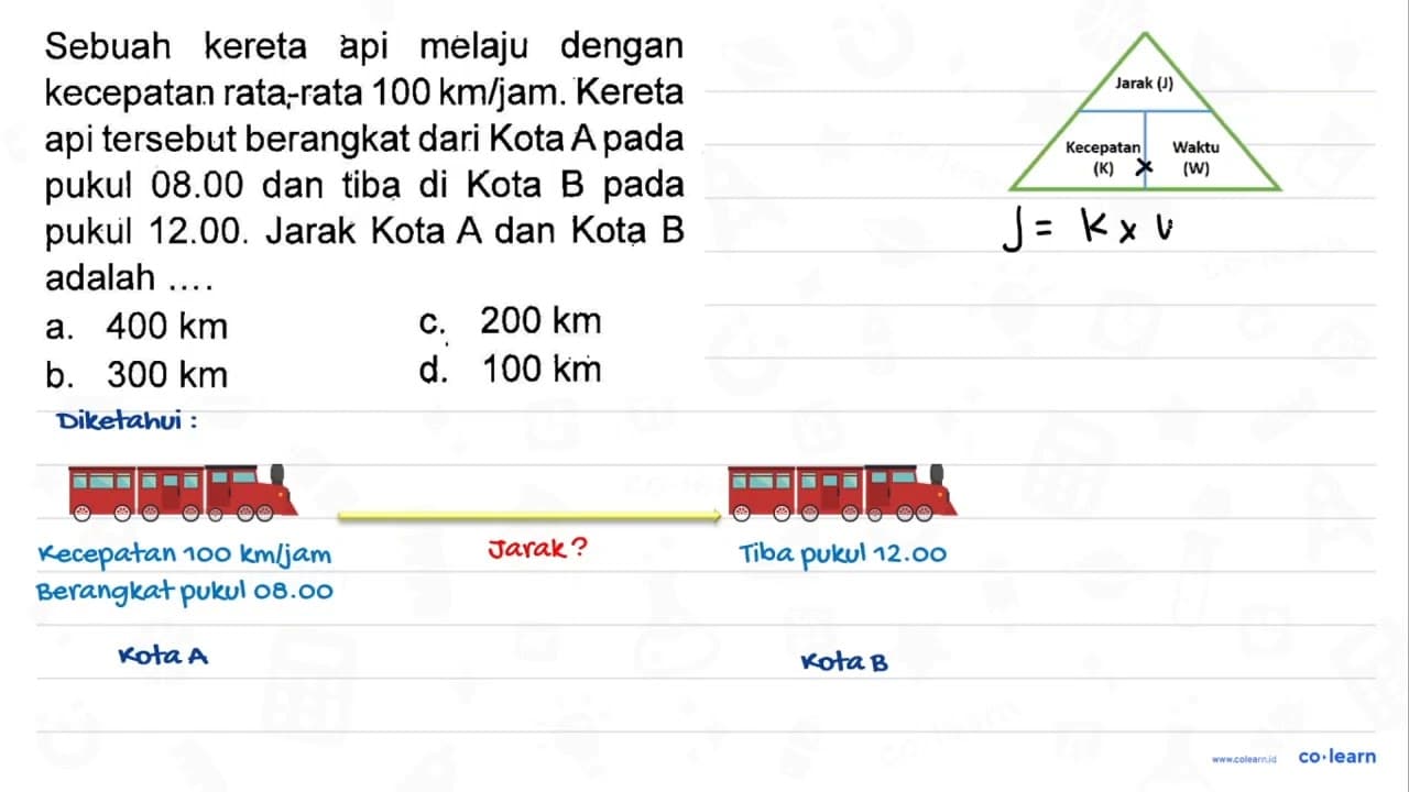 Sebuah kereta api melaju dengan kecepatan rata-rata 100