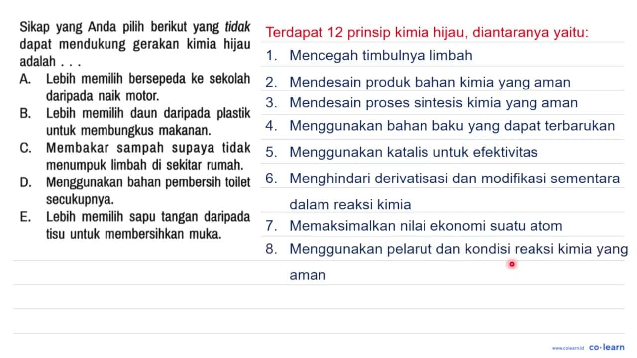 Sikap yang Anda pilih berikut yang tidak dapat mendukung