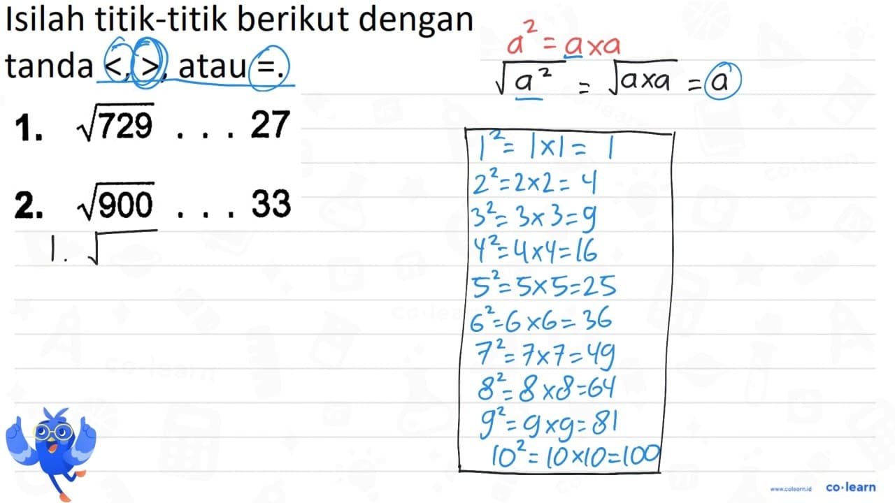 1. akar(729) ... 27 2. akar(900) ... 33