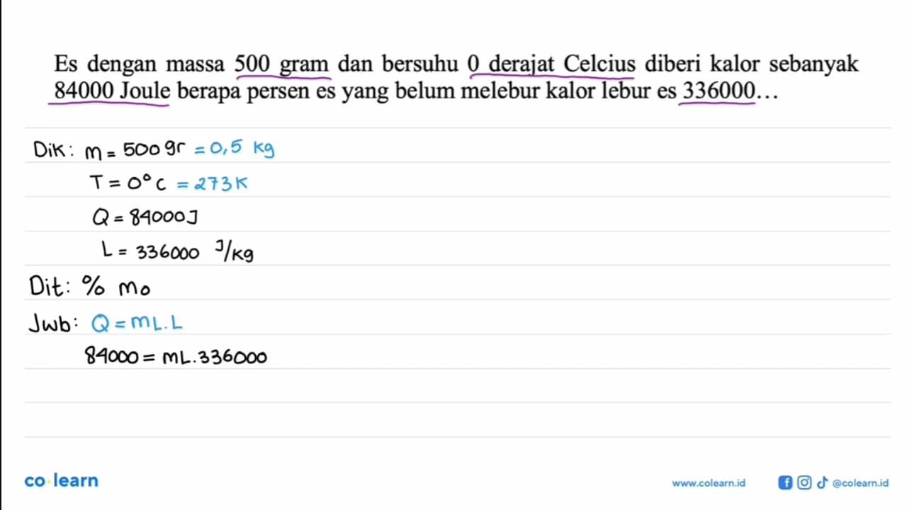 Es dengan massa 500 gram dan bersuhu 0 derajat Celcius