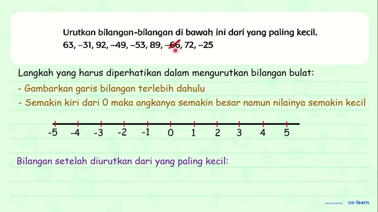 Urutkan bilangan-bilangan di bawah iní darí yang paling