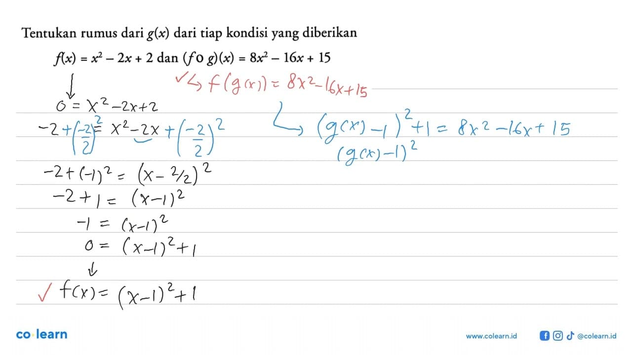 Tentukan rumus dari g(x) dari tiap kondisi yang diberikan