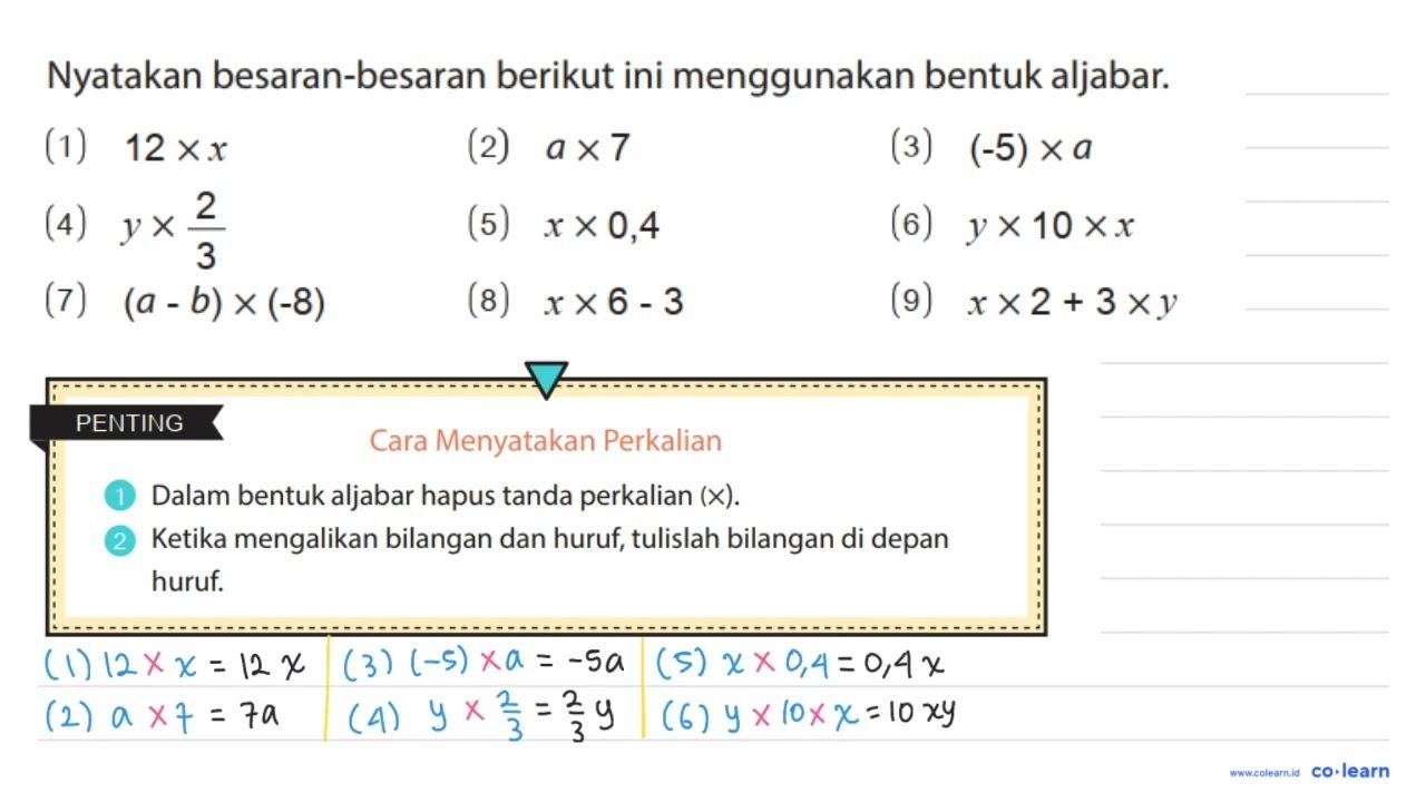 Nyatakan besaran-besaran berikut ini menggunakan bentuk