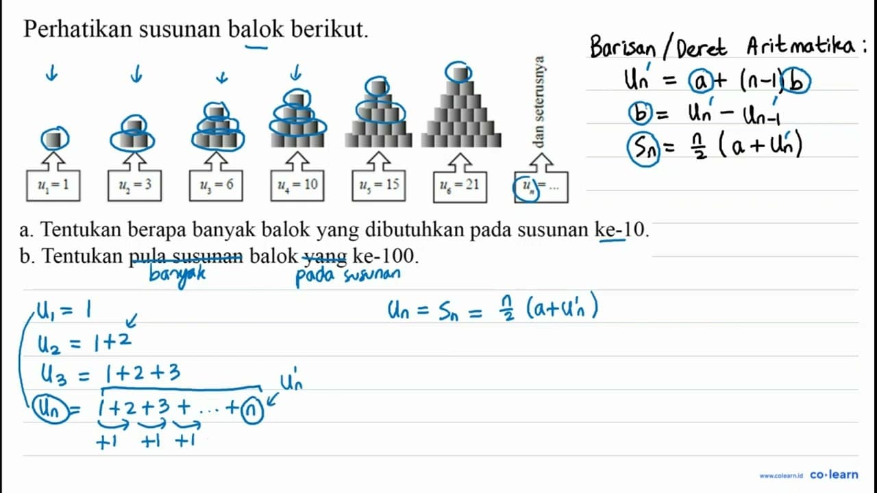 Perhatikan susunan balok berikut. a. Tentukan berapa banyak