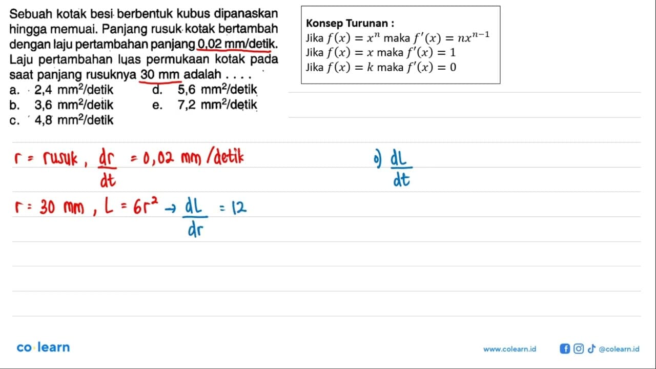 Sebuah kotak besi berbentuk kubus dipanaskan hingga memuai.