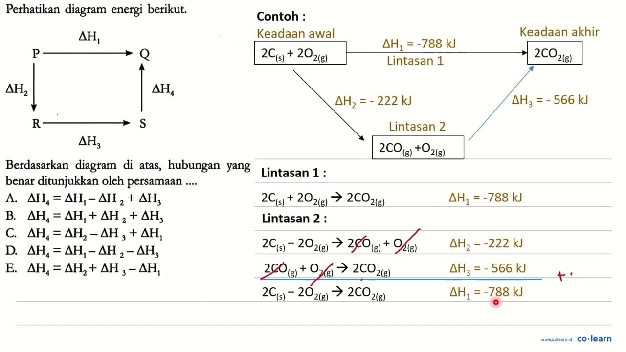 Perhatikan diagram energi berikut. P Q R S delta H2 delta