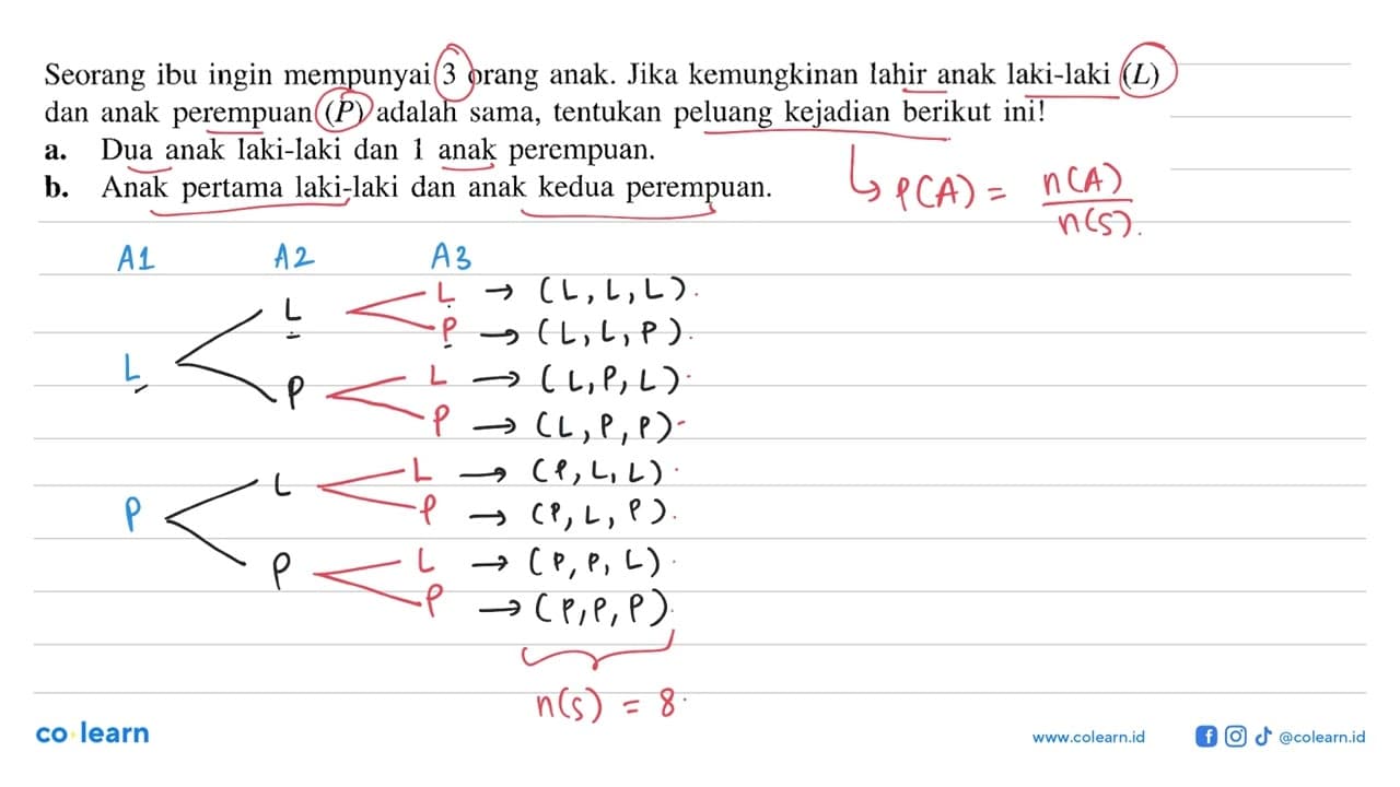 Seorang ibu ingin mempunyai 3 orang anak. Jika kemungkinan