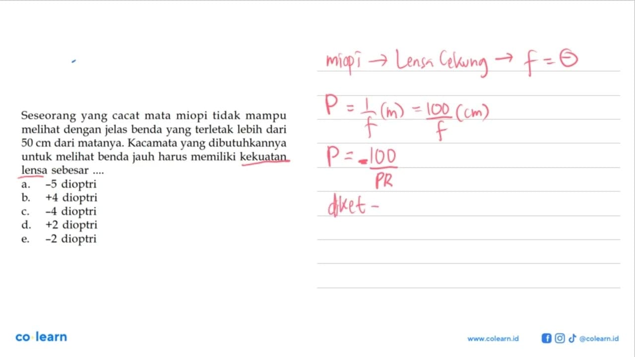 Seseorang yang cacat mata miopi tidak mampu meli dengan