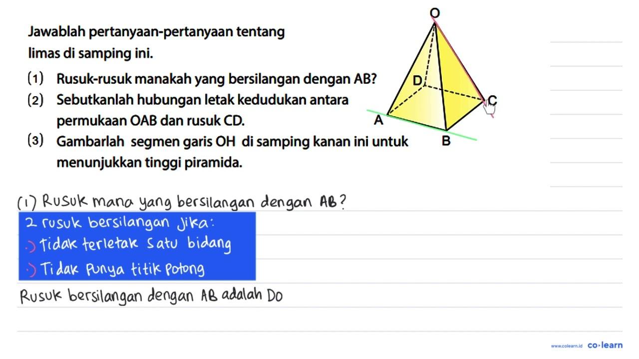 Jawablah pertanyaan-pertanyaan tentang limas di samping