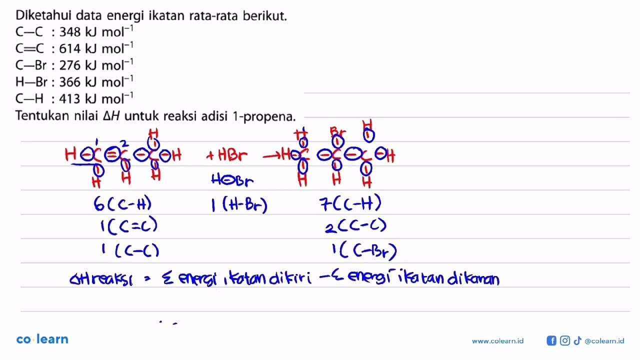 Diketahui data energi ikatan rata-rata berikut. C-C : 348