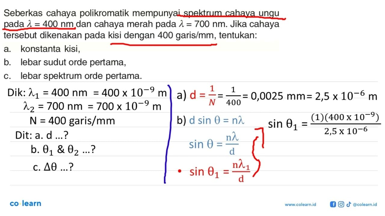 Seberkas cahaya polikromatik mempunyai spektrum cahaya