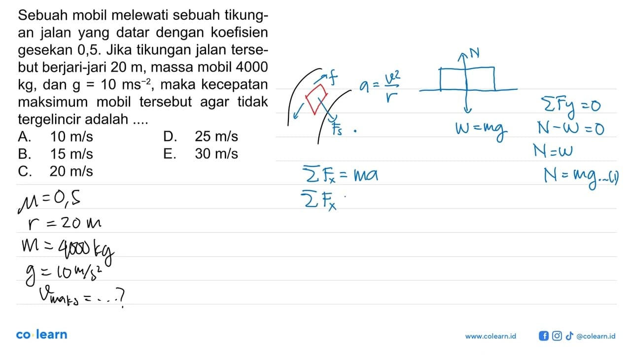 Sebuah mobil melewati sebuah tikungan jalan yang datar