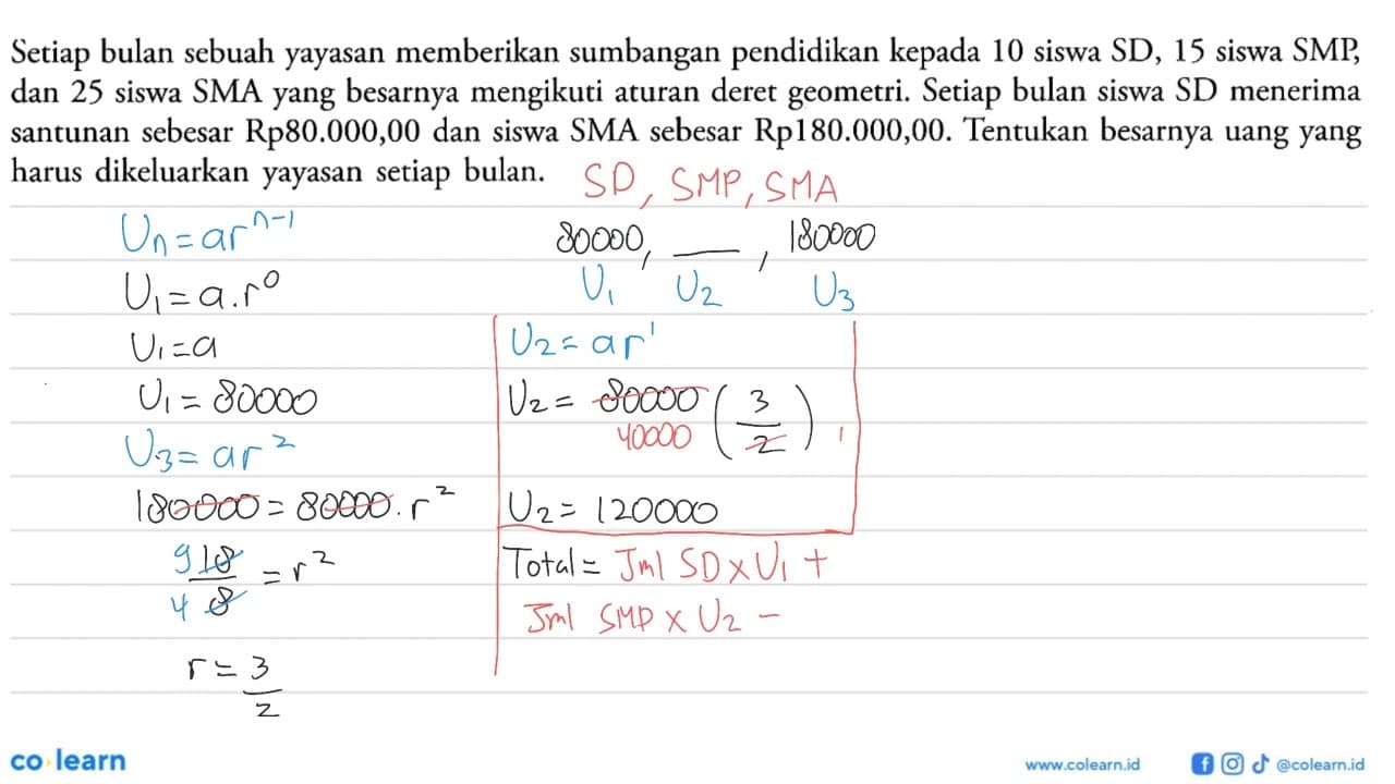 Setiap bulan sebuah yayasan memberikan sumbangan pendidikan