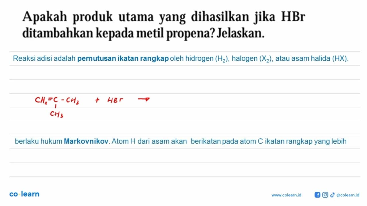 Apakah produk utama yang dihasilkan jika HBr ditambahkan