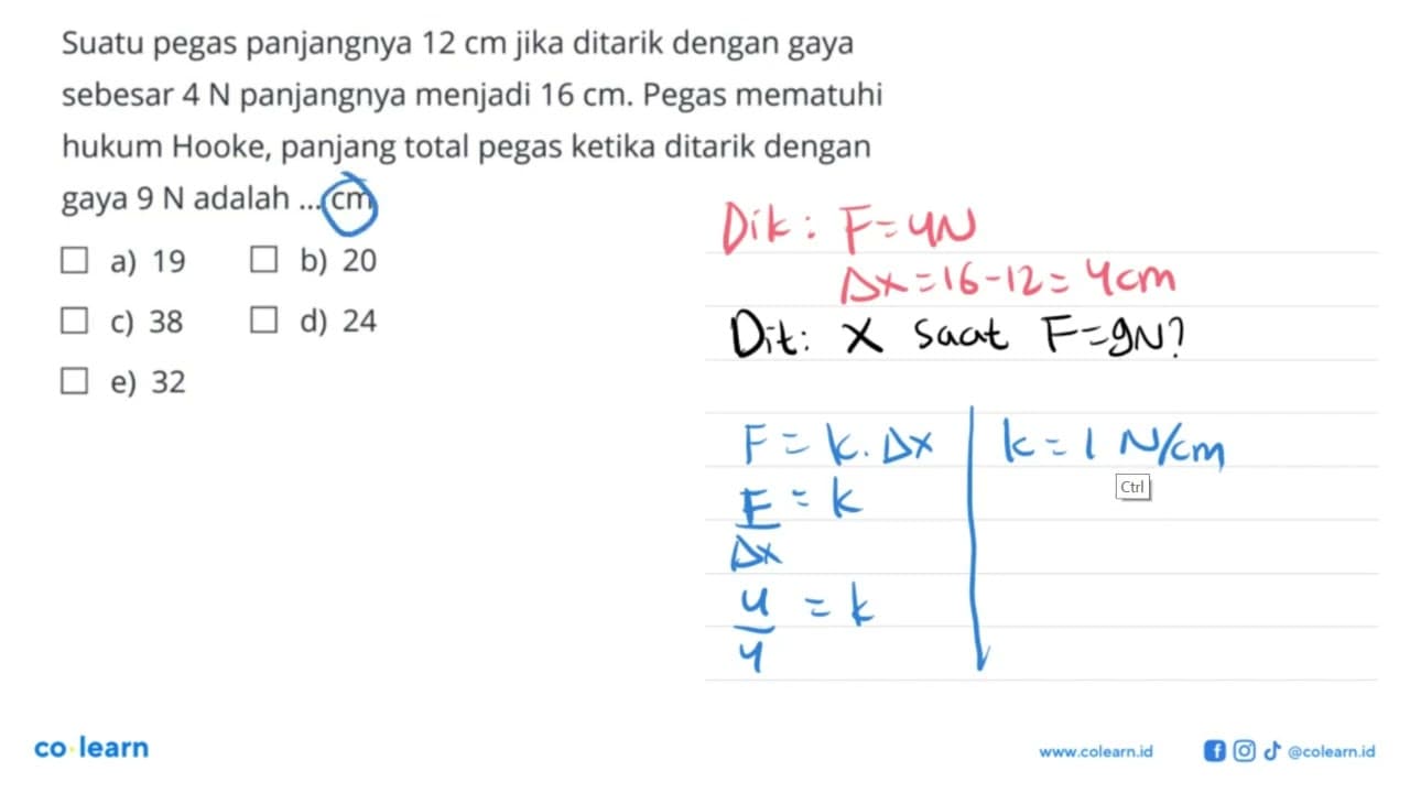 Suatu pegas panjangnya 12 cm jika ditarik dengan gaya