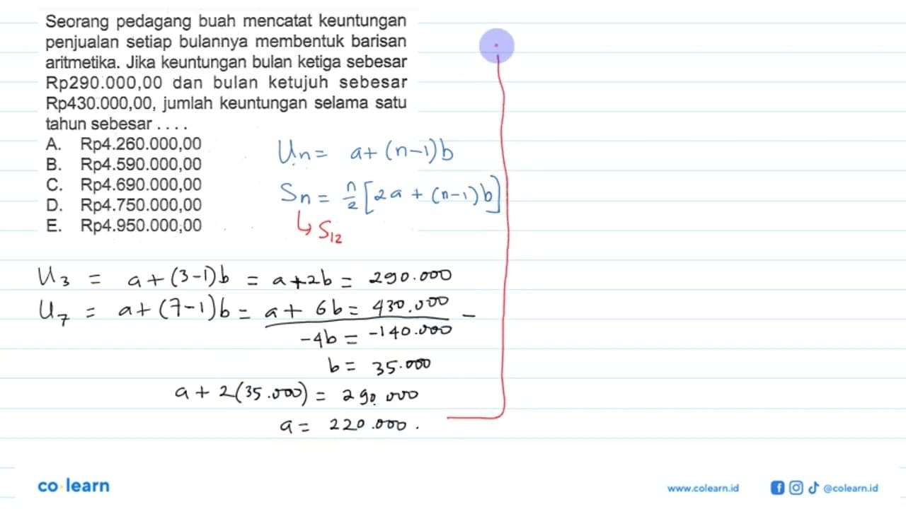 Seorang pedagang buah mencatat keuntungan penjualan setiap