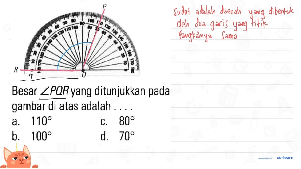 Besar sudut P Q R yang ditunjukkan pada gambar di atas