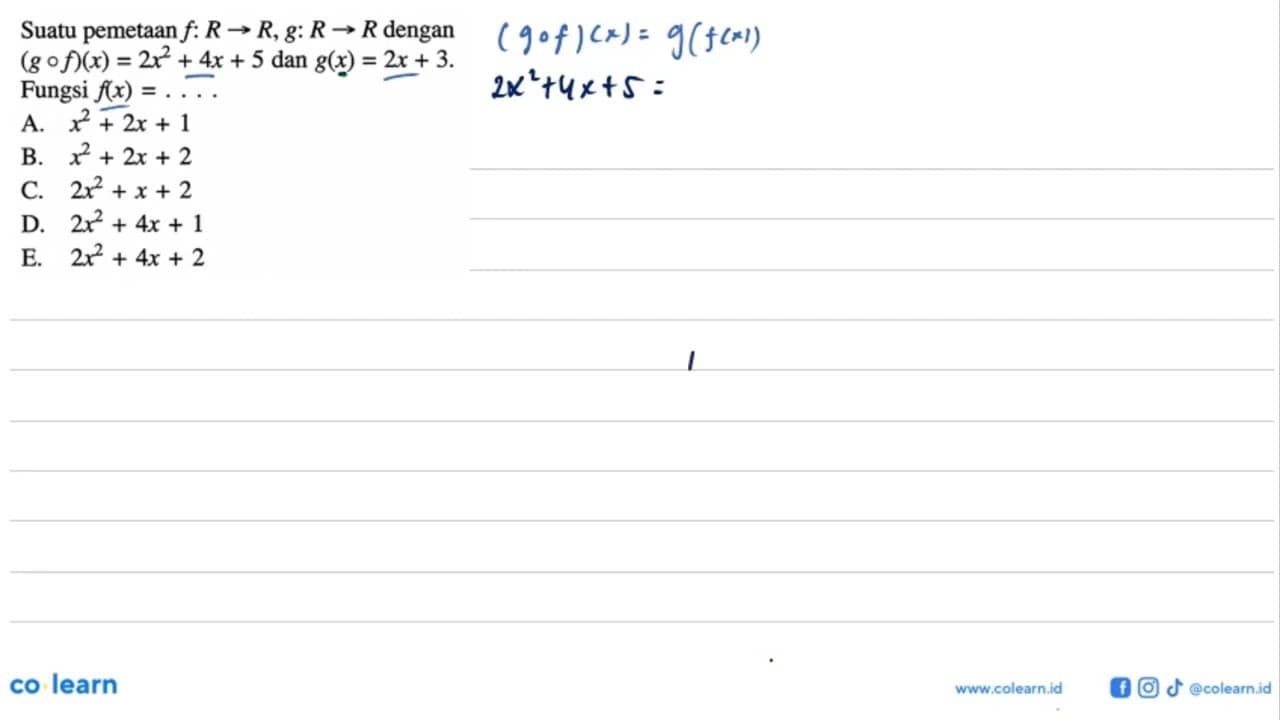 Suatu pemetaan f: R -> R, g: R -> R dengan (g o