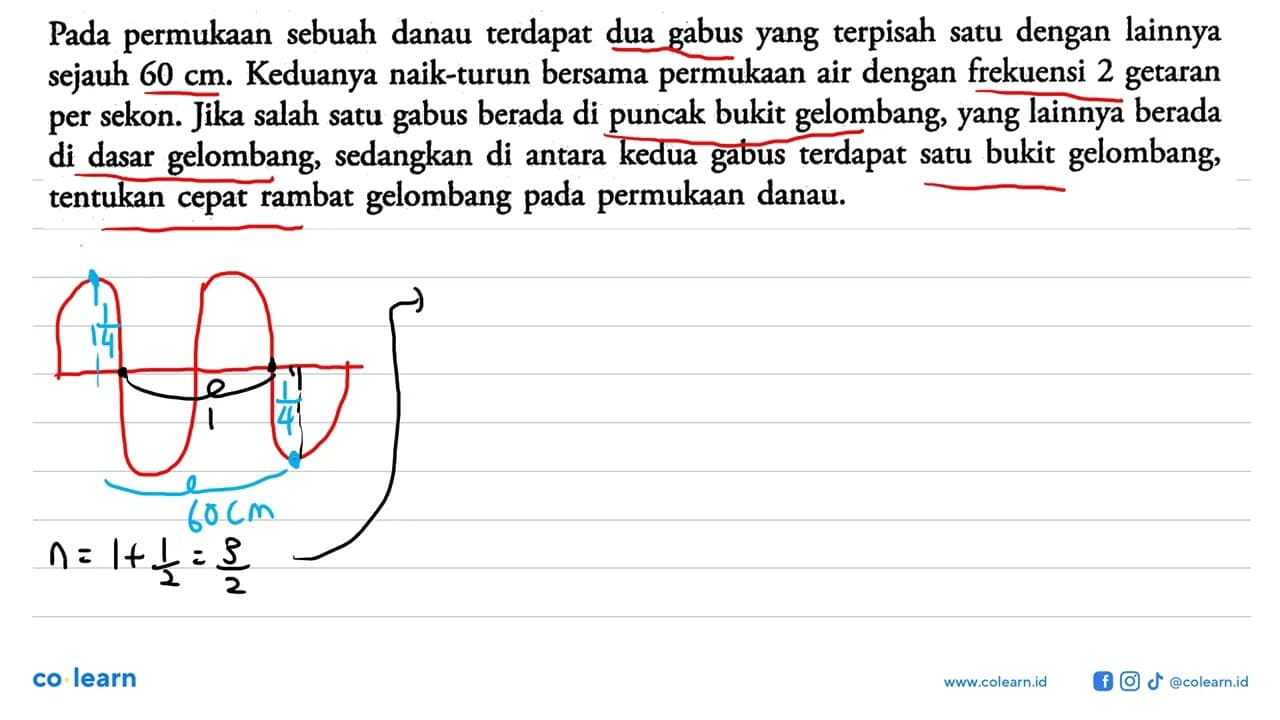 Pada permukaan sebuah danau terdapat dua gabus yang