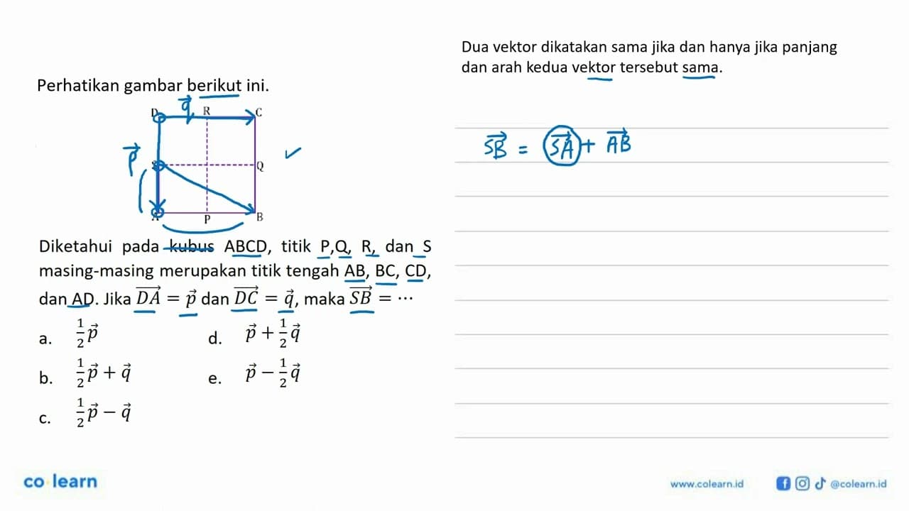 Perhatikan gambar berikut ini.Diketahui pada kubus ABCD ,