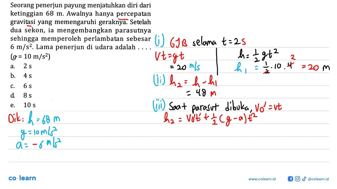 Seorang penerjun payung menjatuhkan diri dari ketinggian 68