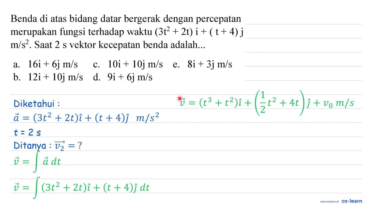 Benda di atas bidang datar bergerak dengan percepatan