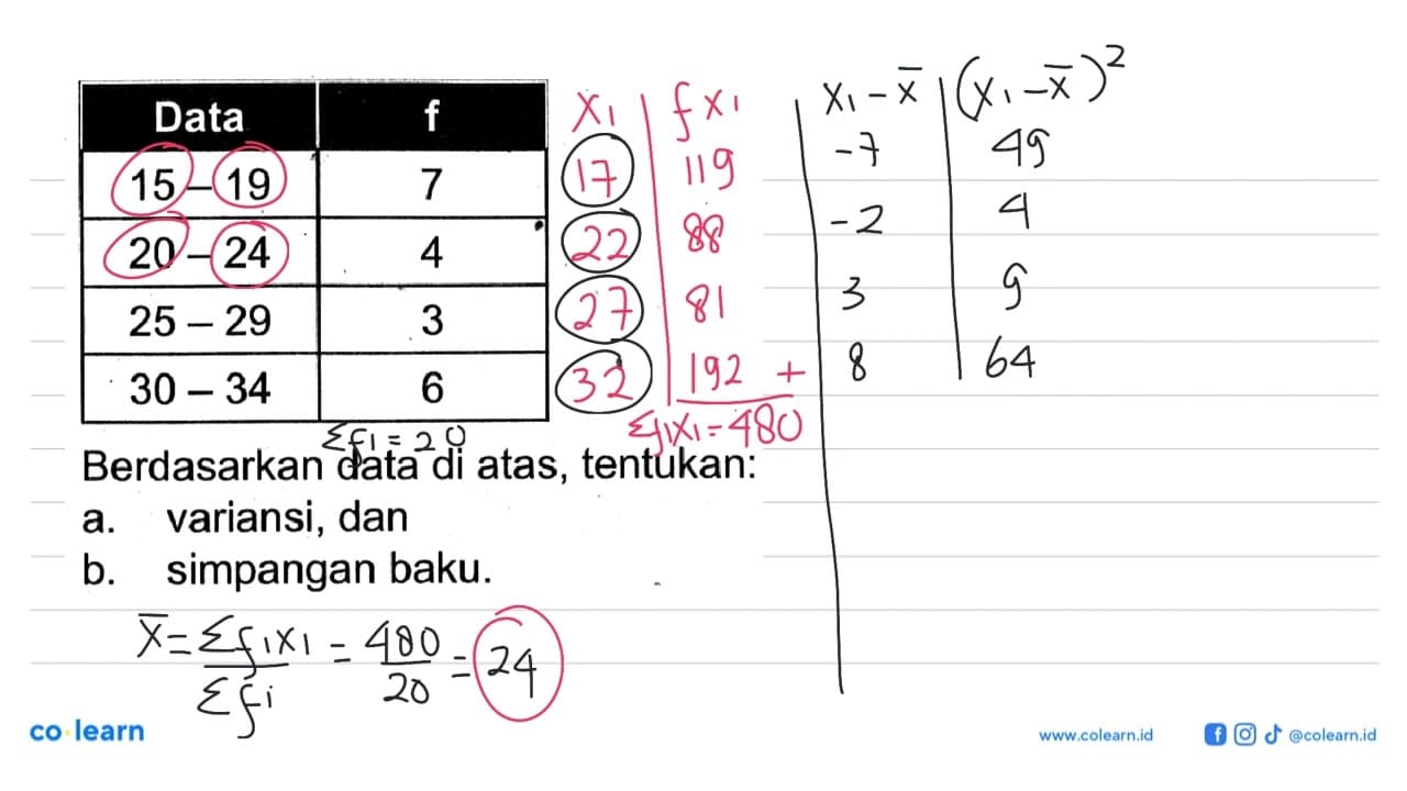 Data f 15 - 19 7 20 - 24 4 25 - 29 3 30 - 34 6 Berdasarkan