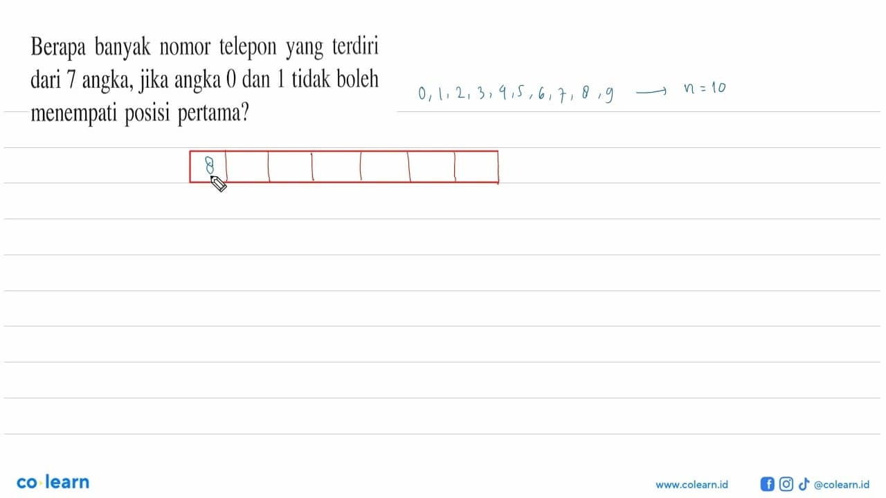 Berapa banyak nomor telepon yang terdiri dari 7 angka, jika