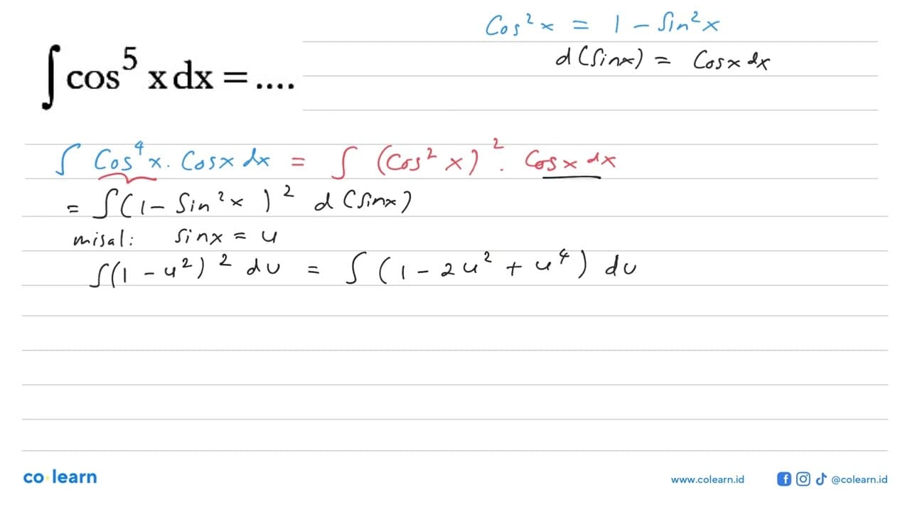 integral cos^5 x dx=...