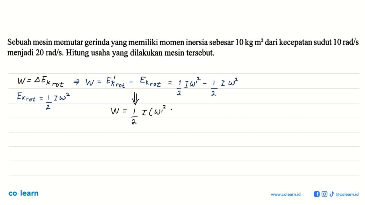 Sebuah mesin memutar gerinda yang memiliki momen inersia