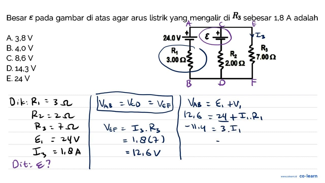 Besar epsilon pada gambar di atas agar arus listrik yang