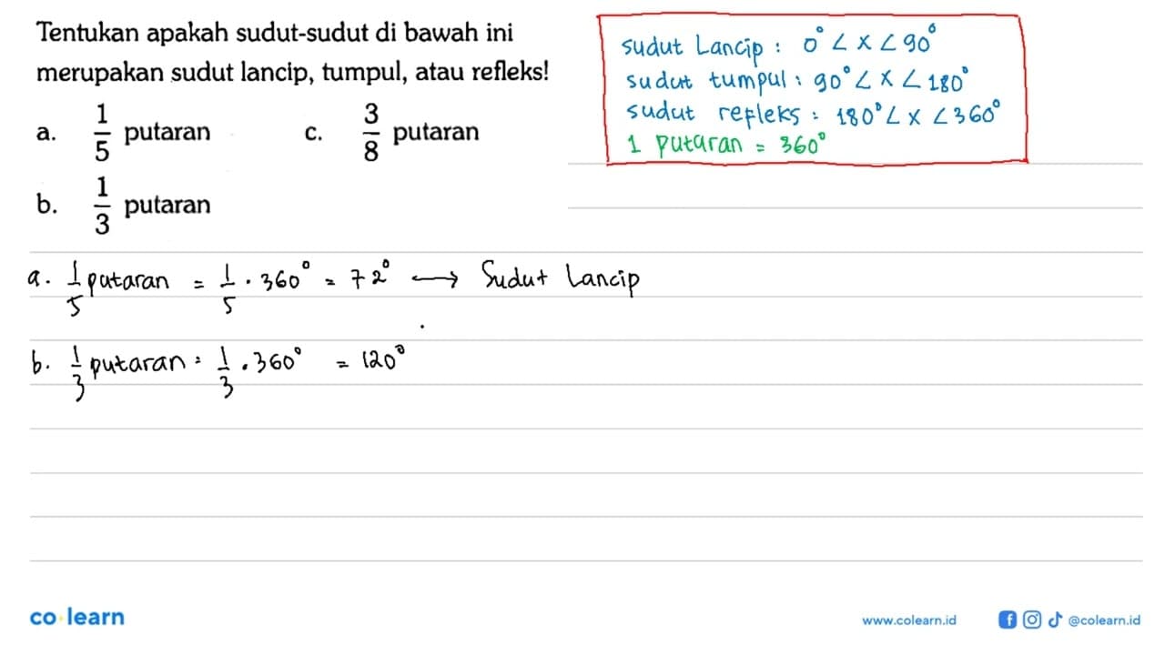 Tentukan apakah sudut-sudut di bawah ini merupakan sudut