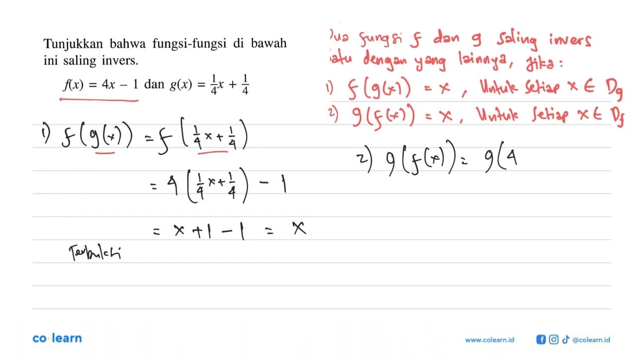 Tunjukkan bahwa fungsi-fungsi di bawah ini saling