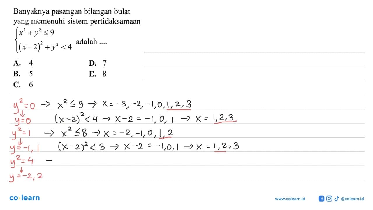 Banyaknya pasangan bilangan bulat yang memenuhi sistem