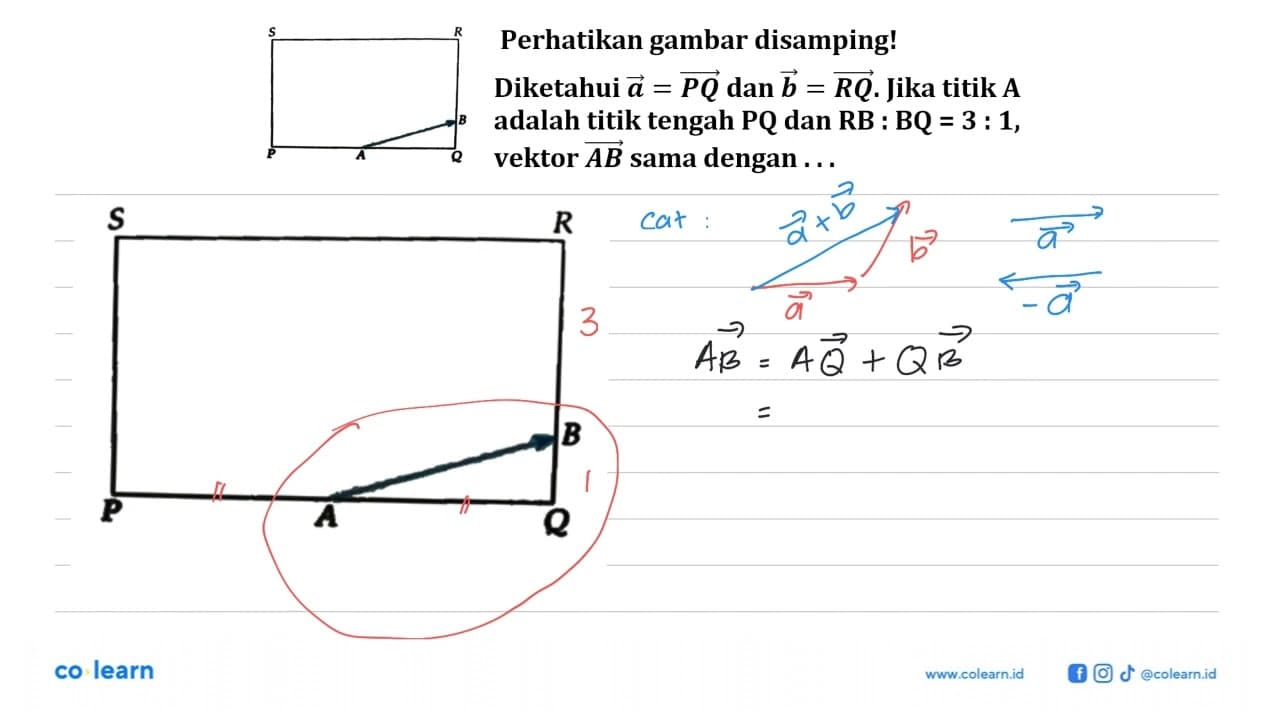 Perhatikan gambar disamping! Diketahui vektor a=vektor PQ