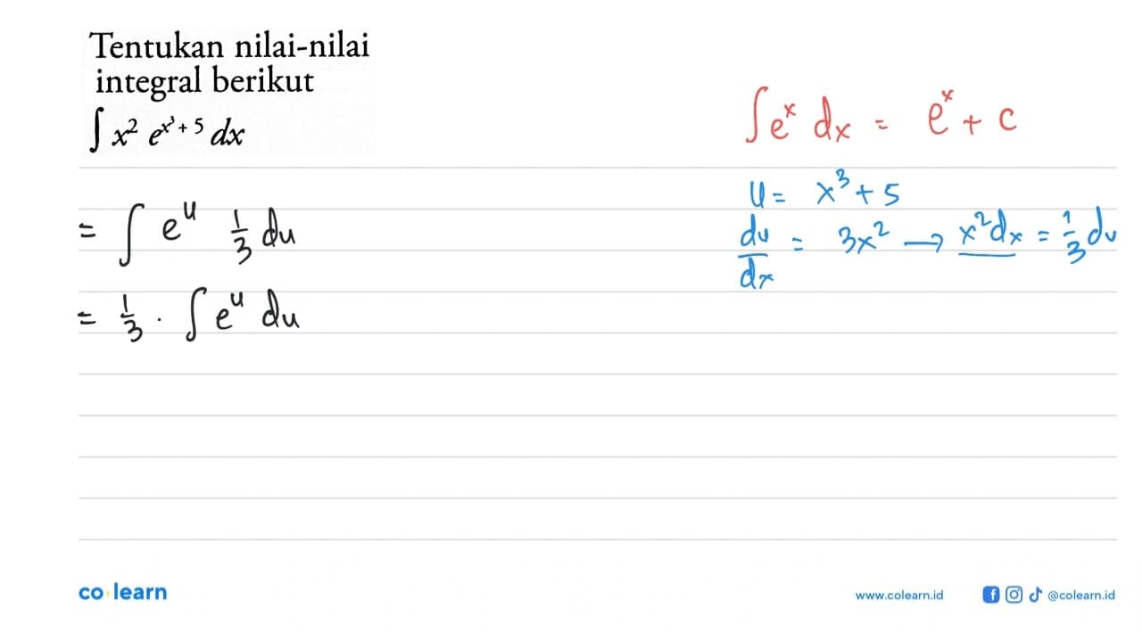 Tentukan nilai-nilai integral berikut integral x^2