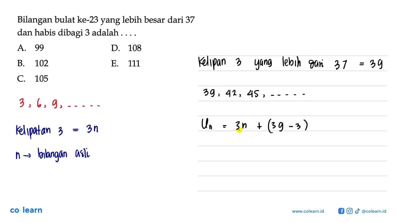 Bilangan bulat ke-23 yang lebih besar dari 37 dan habis