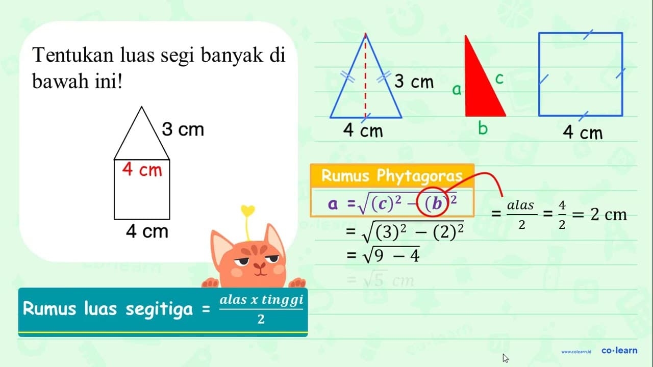 Tentukan luas segi banyak di bawah ini! 3 cm 4 cm