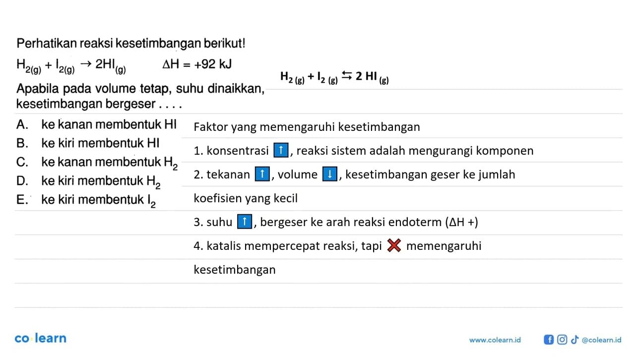 Perhatikan reaksi kesetimbangan berikut!